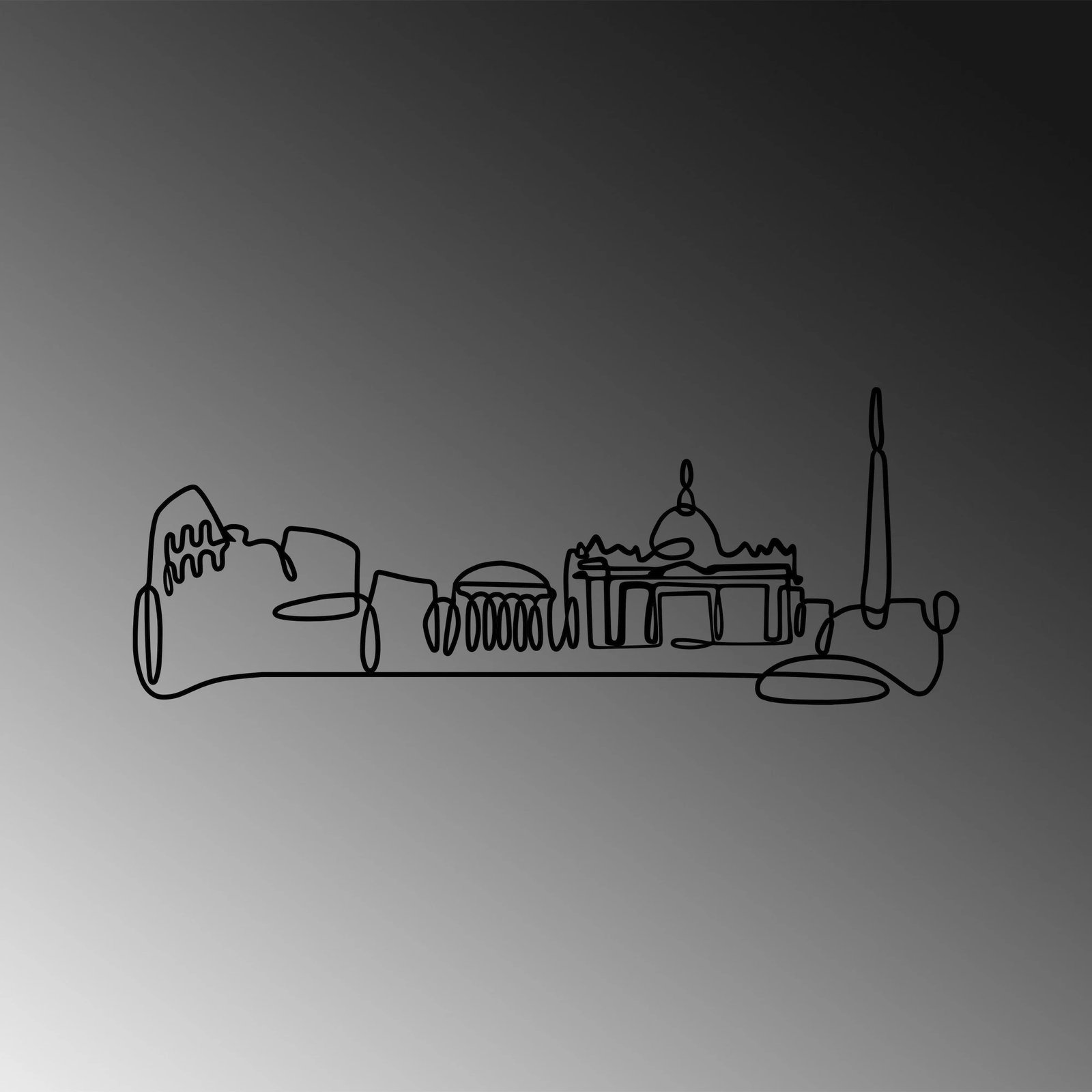 Aksesor dekorativ metalik për mur, Wallity, City