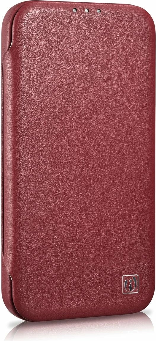 Mbështjellës lëkure iCarer CE Premium Folio për iPhone 14 Plus, MagSafe, Kuq