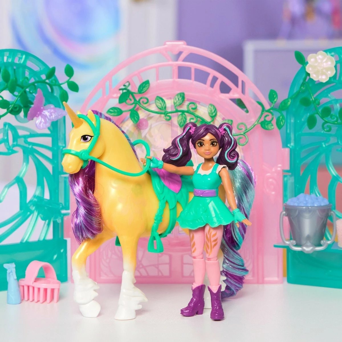 Set figurina Unicorn Academy Spin Master 6072051, Ava & Leaf, me aksesorë, ndryshim ngjyre
