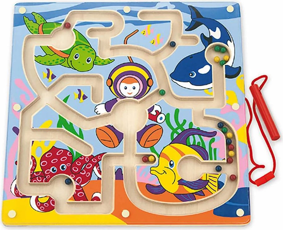 Labirint magnetik druri, Viga Sea World, 32x32 cm, për 18m+, shumëngjyrësh