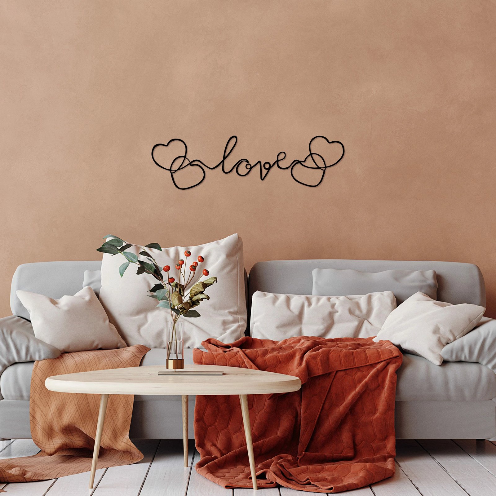 Aksesor dekorativ metalik për mur, Wallity, Love - 491