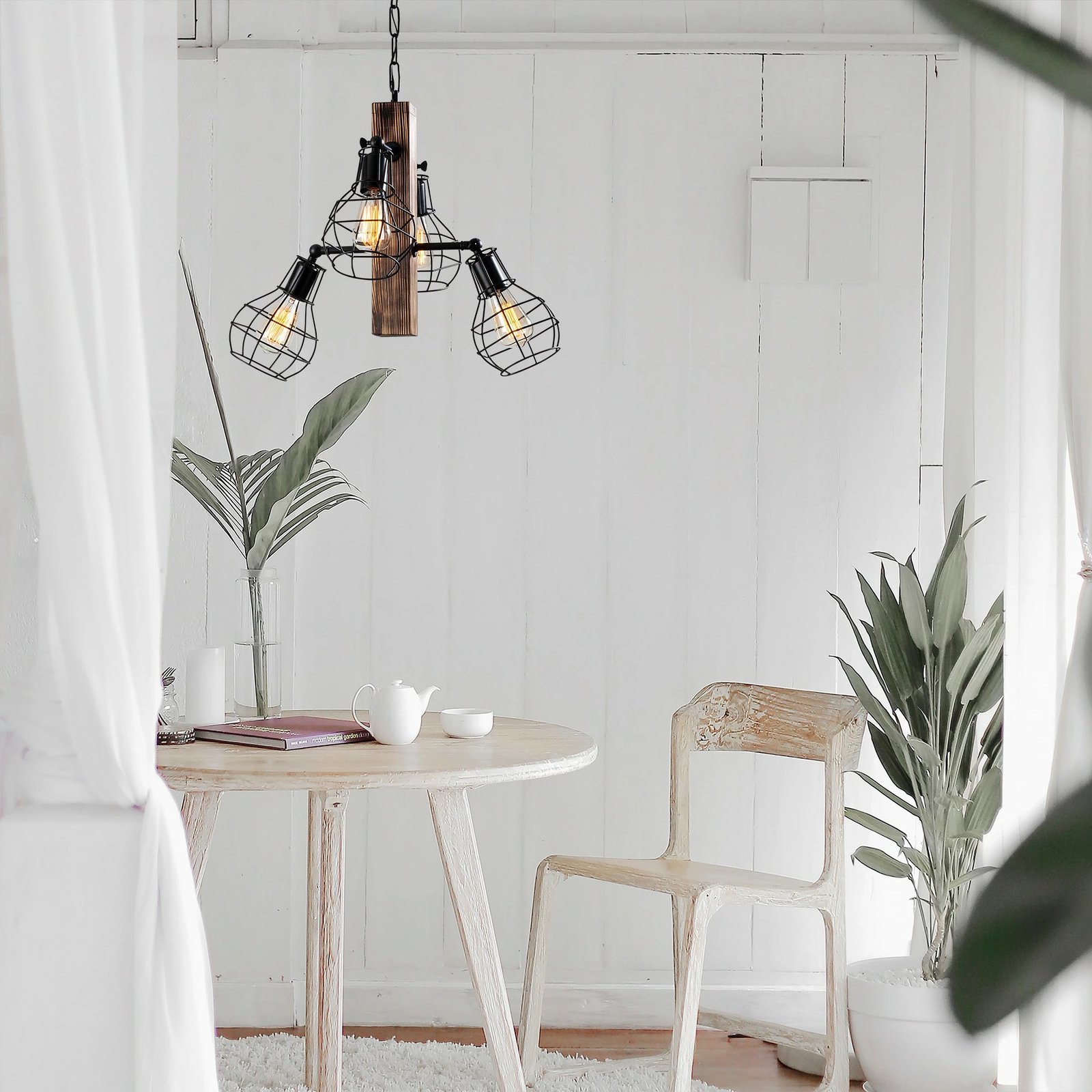 Llambë tavani Opviq, Erebos - 107-AV, dru panje, e zezë, 42x42x79 cm