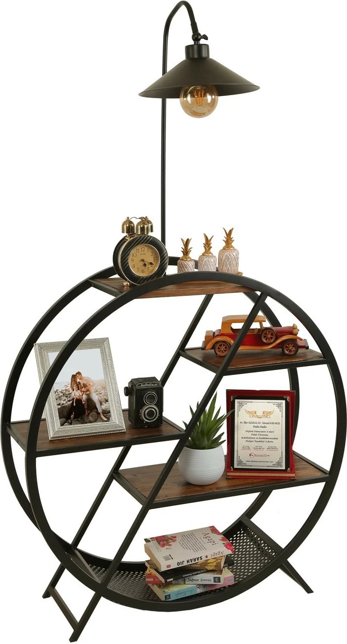 Llambë dyshemeje me raft libra, ngjyrë arre, Opviq 8529-2