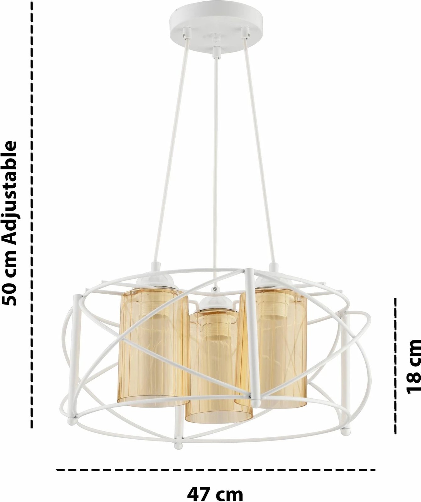 Llambë tavani Opviq, xham Dratkruh, e bardhë dhe e verdhë
