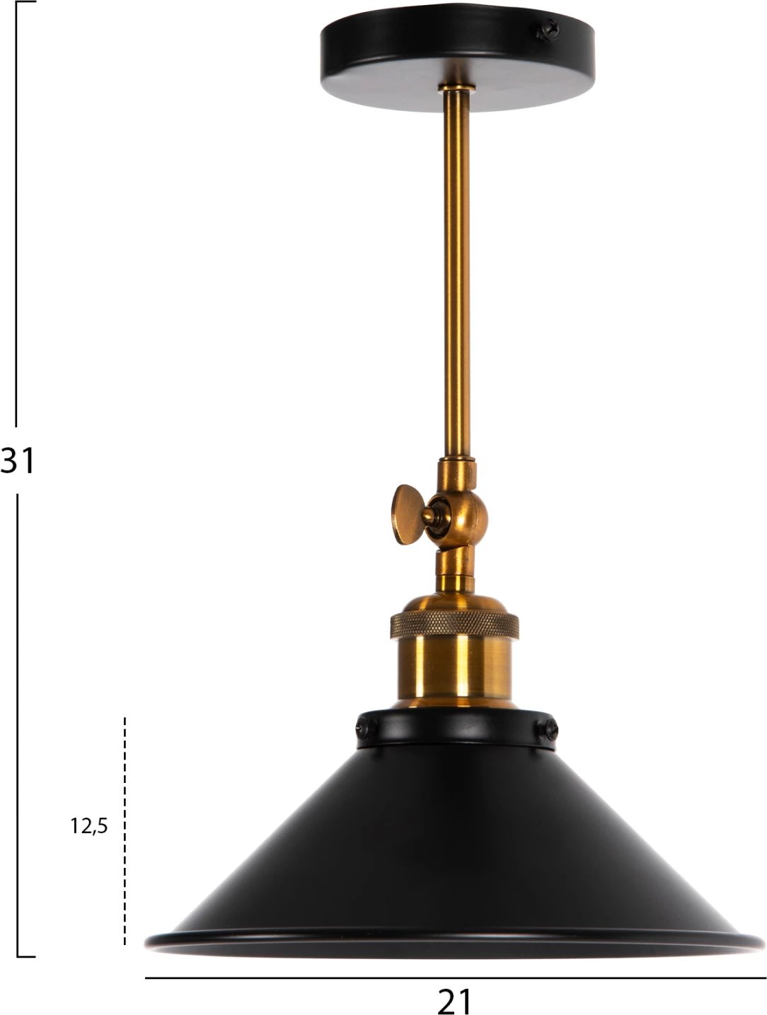 Llambë tavani/muri, metal, e zezë-ari, FH4121, Φ21x31H cm