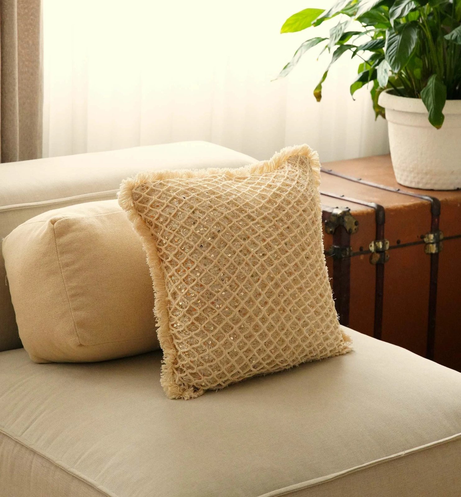 Jastëkëmbulesë bezhë Evila Originals, KET007, 43x43cm