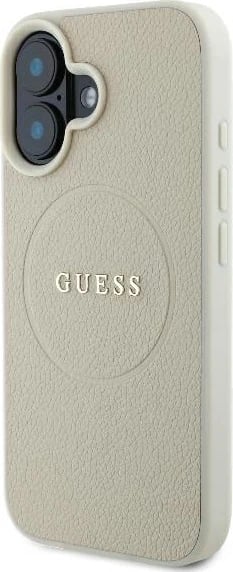 Mbështjellës Guess Grained Ring MagSafe për iPhone 16, Bezhe Mbështjellës Guess Grained Ring MagSafe për iPhone 16, Bezhe