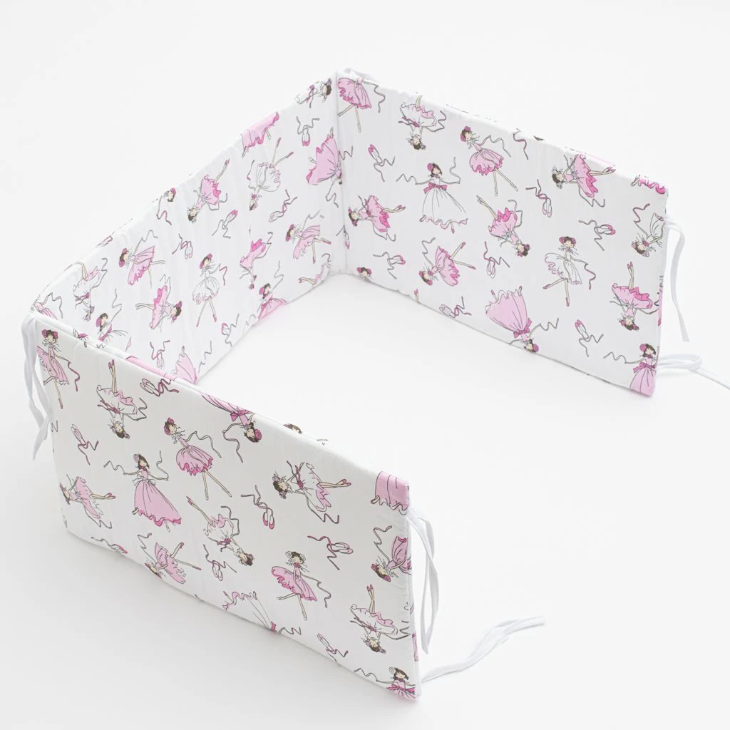 mbrojtëse krevati për bebe New Baby Ballerina Bella 150 cm pambuk, rozë