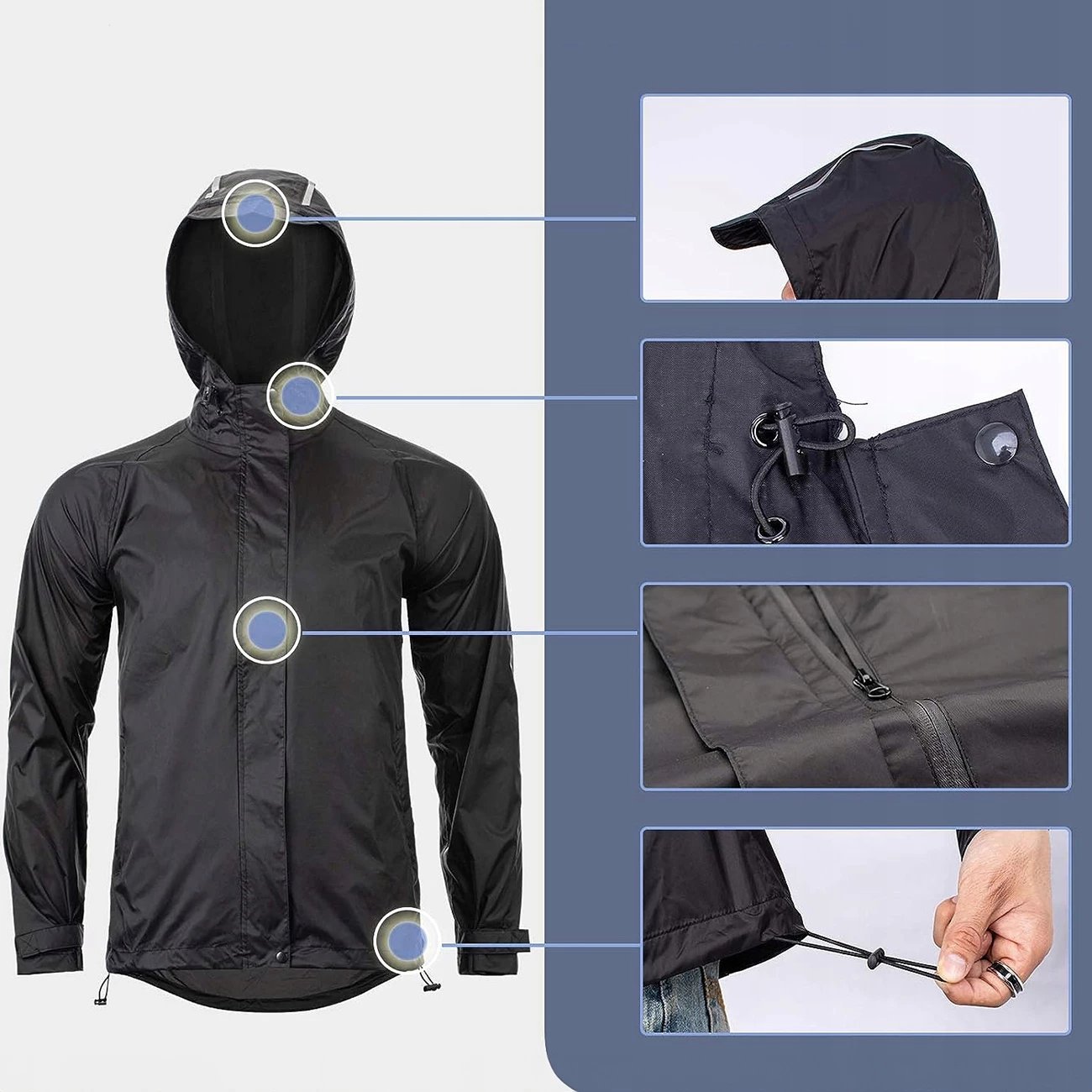 Xhaketë shiu Rockbros YPY013BK4XL, najlon, frymëmarrëse, XXXXL, e zezë