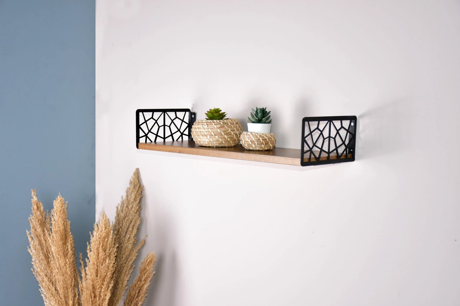 Raft muri Hanah Home, ngjyrë kafe dhe e zezë, Duvar Rafı3, 60x20x14cm