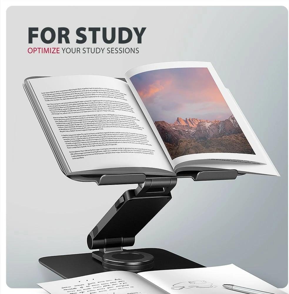 Mbajtës laptopi, AXAGON, STND-LRB, alumin, 10-17.3", lartësi e rregullueshme, rrotullim 360°, i palosshëm, e zezë