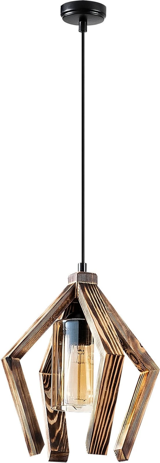 Llambë tavani prej druri, Opviq Erebos - 109-AV, e zezë, 28x28cm, lartësi 105cm