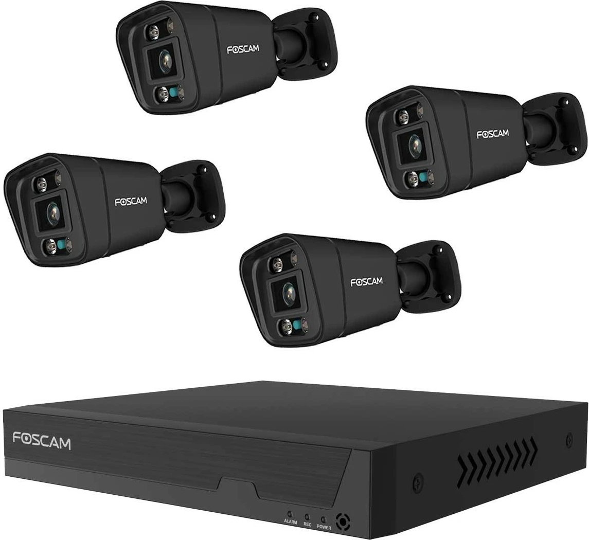Set kamerash sigurie Foscam FN9108E-B4-2T me recorder, 4 kamera, e zezë