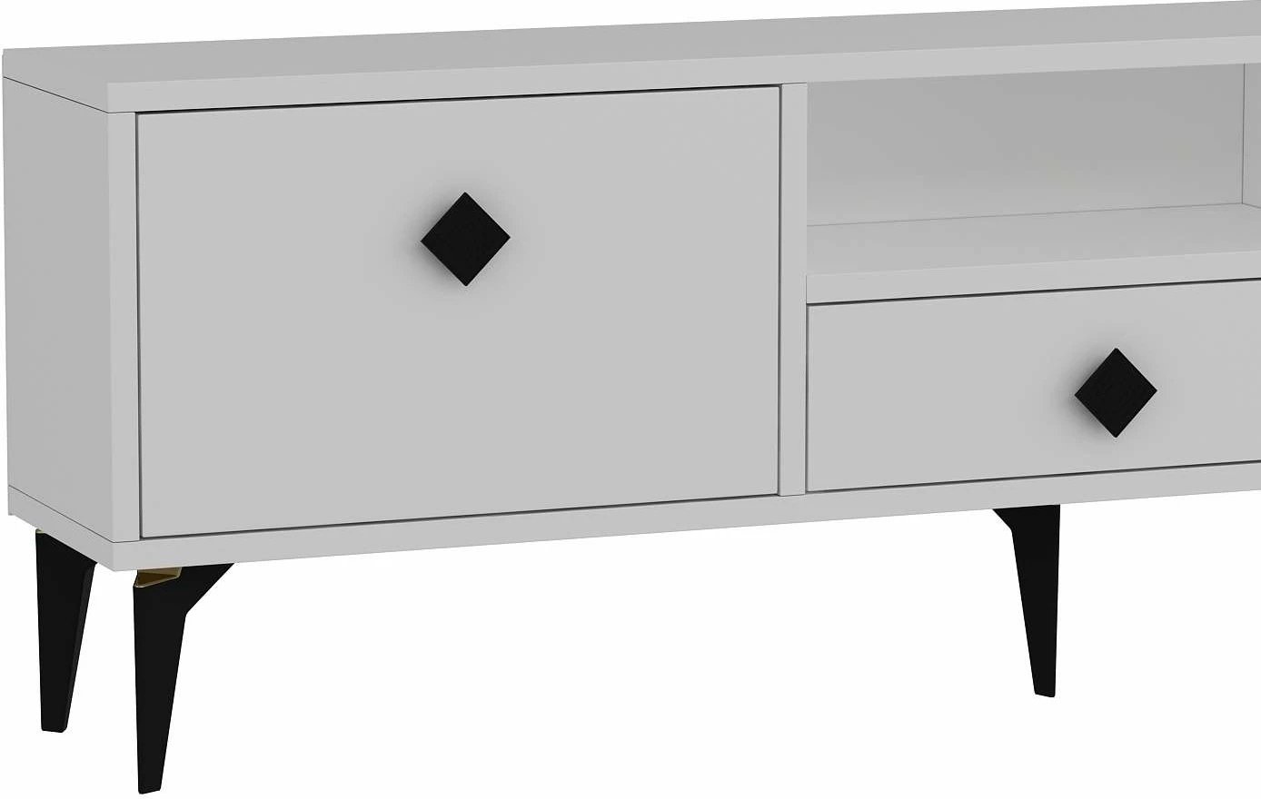 Komodë TV Skye Decor, e bardhë dhe e zezë, 1304-DROP-1