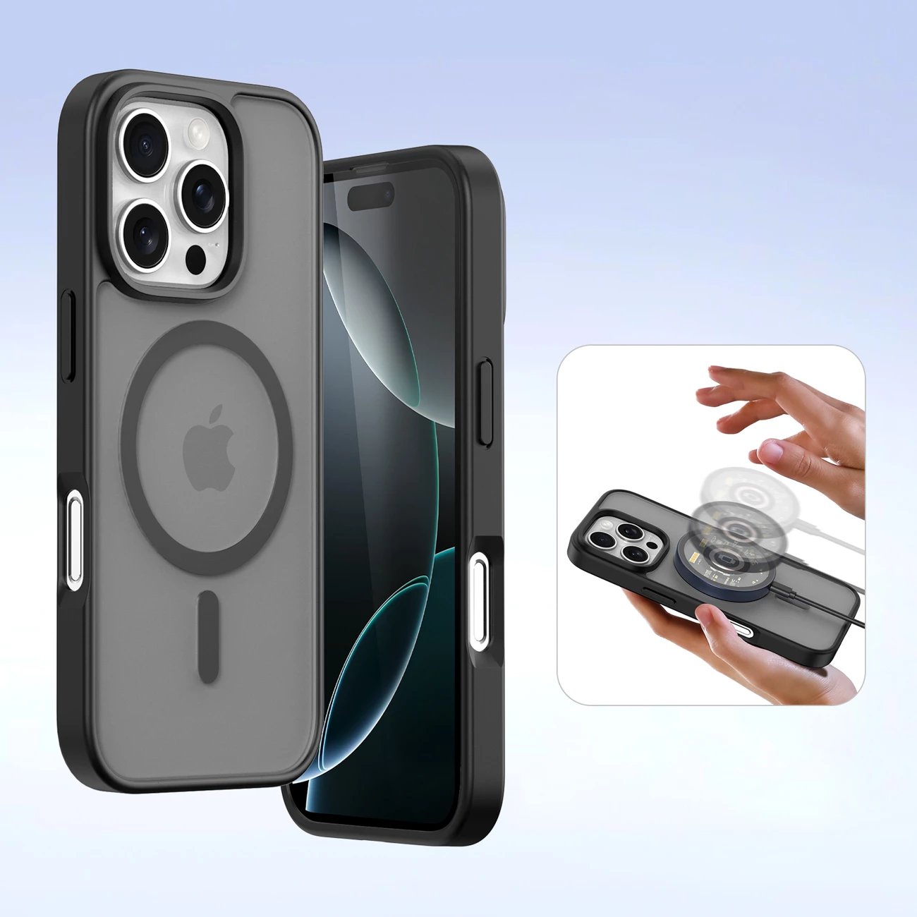 Mbështjellës Dux Ducis Lawa për iPhone 16 Pro, lëkurë, me portofol magnetik, i zi