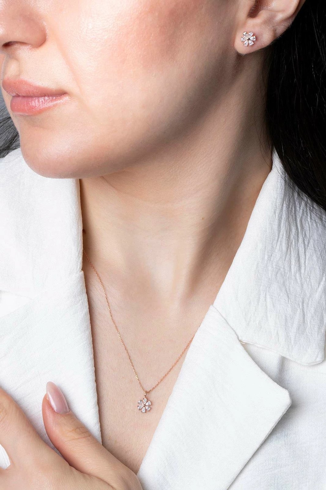 Set varëse dhe vathë argjendi, ngjyrë ari rozë, Jumeon, ELKMD50596R