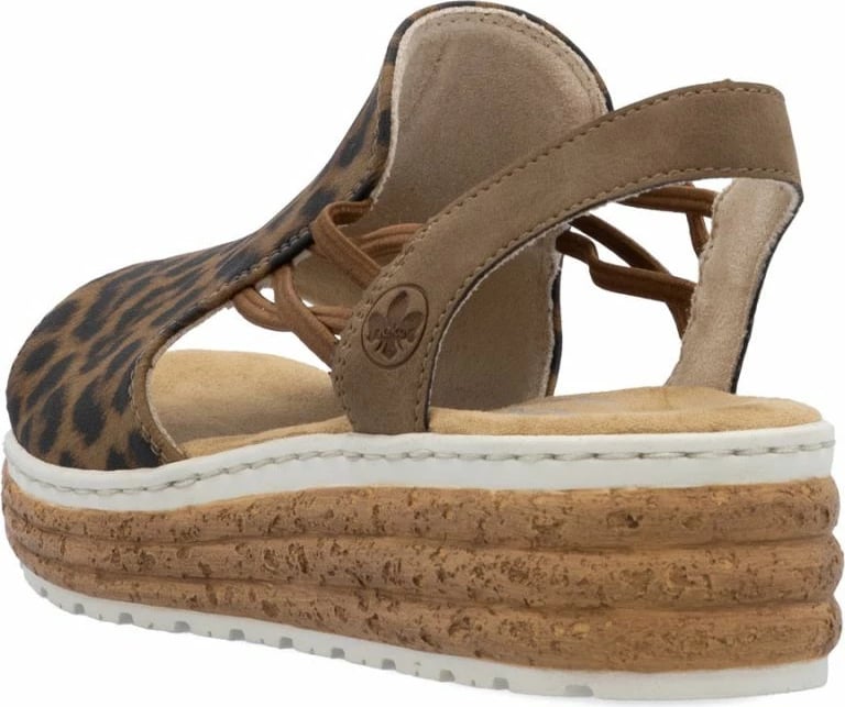 Sandale platforme femra Rieker 62741-90, leopard bezhë