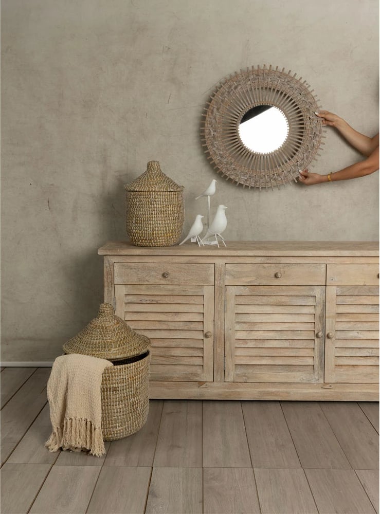 Bufe Grillies, dru mango, ngjyrë natyrale antike, 170x40x78