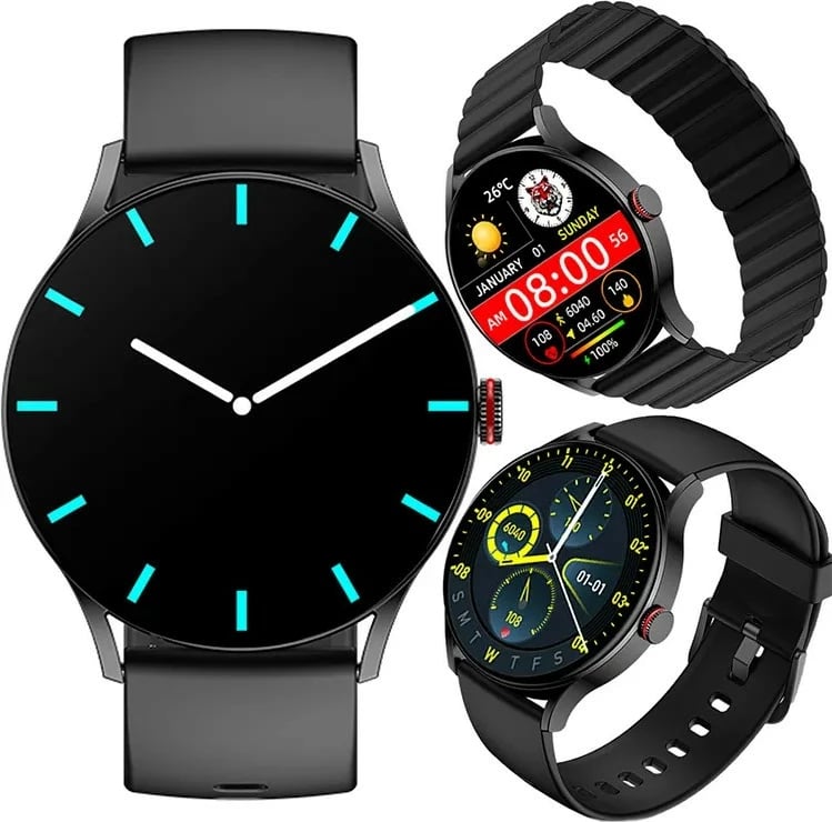 Smartwatch Imilab IMIKI TG1, 1.43" sAMOLED, Bluetooth, 15 ditë bateri, i zi, 2 rripa