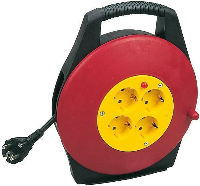 Kabëll zgjatues EUROLAMP 15m, 4 Priza, Kuq - Verdhë