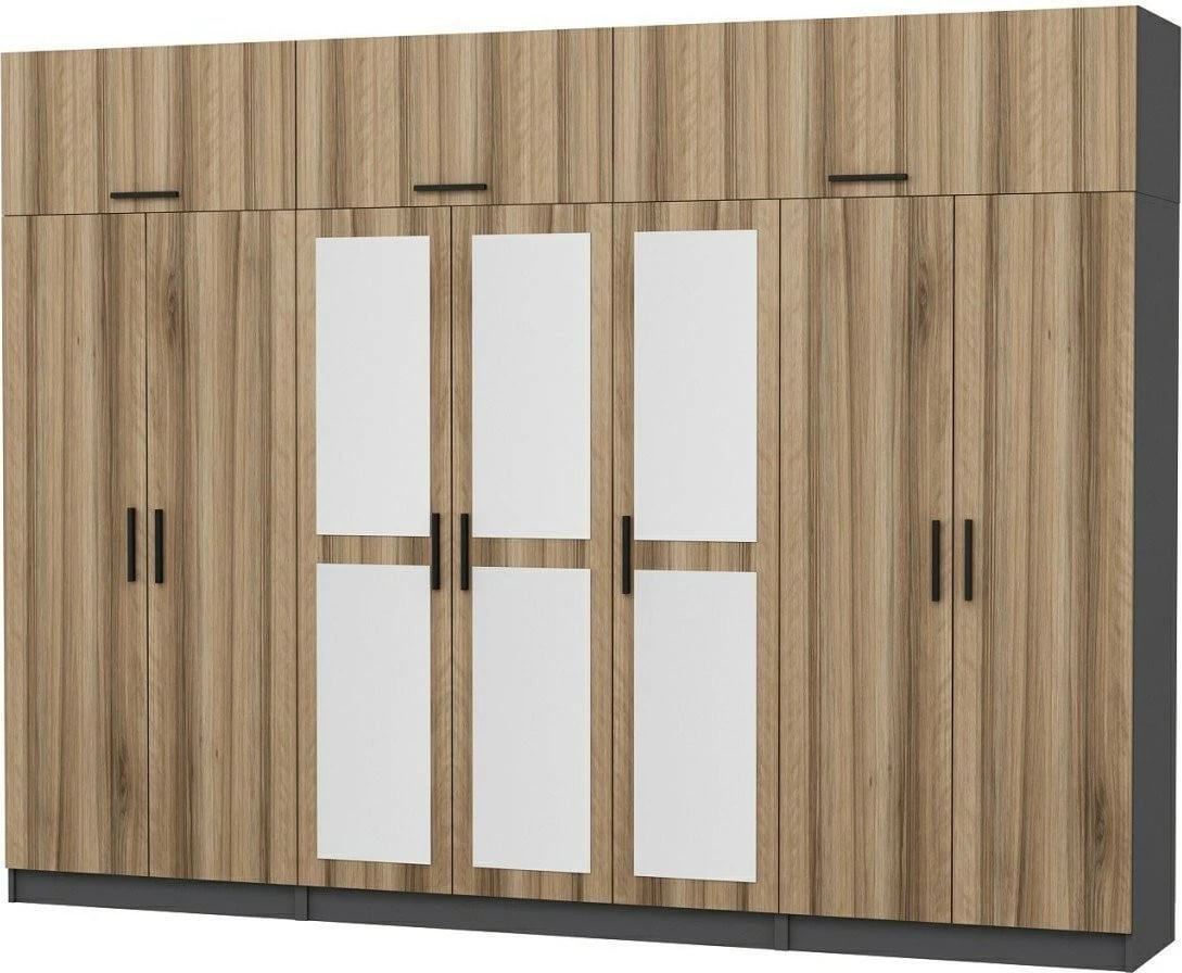 Dollap i madh për rroba, ngjyrë arre dhe antracit, Skye Decor, 5308