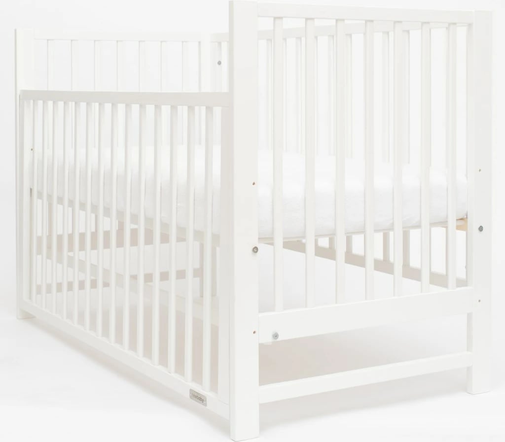 Krevat bebe, New Baby, BASIC, 120x60 cm, dru pishe, anësore me ulje, i bardhë