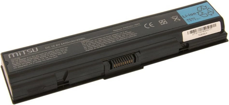 Bateri Mitsu BC/TO-A200 për Toshiba A200, A300, 4400 mAh, 10.8-11.1V, e zezë