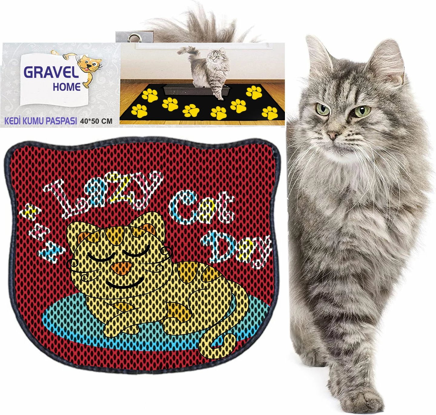 Tapet për rërë mace, shumëngjyrësh, Paws & Whiskers, Kdkafa0203, 40x50cm