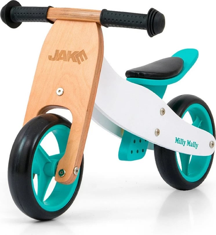 biçikletë balancuese/triçikletë druri 2‑në‑1, Milly Mally, JAKE Classic, rrota 7", ulëse e rregullueshme, 18–36 muaj, max 25 kg, mint