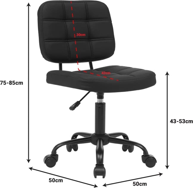 Karrige zyre Sedia pu e zezë 50x50x75-85cm