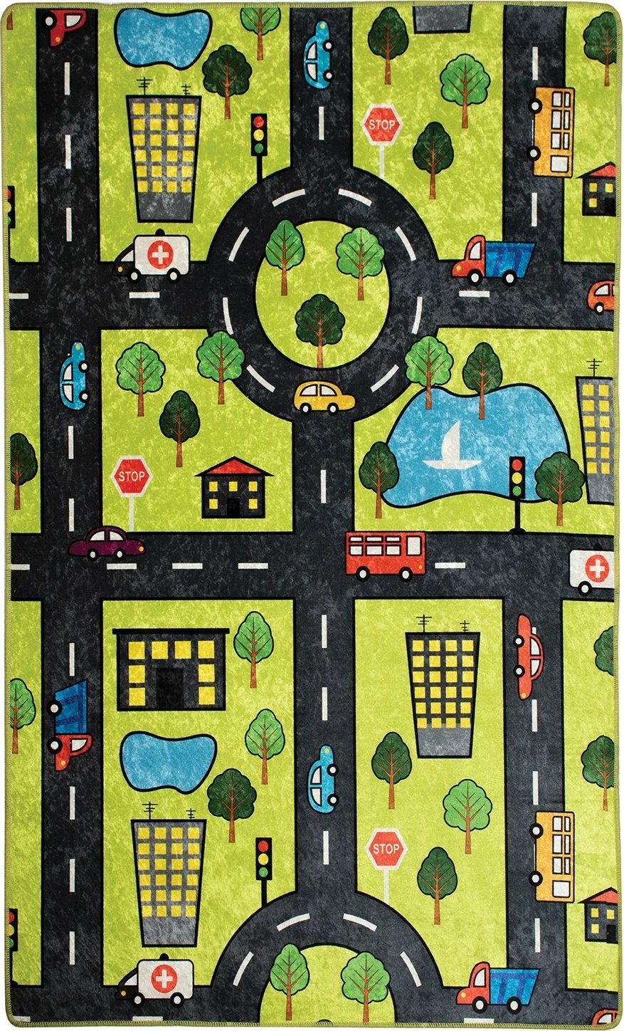 Qilim për fëmijë, dizajn qyteti, 100x160cm, Conceptum Hypnose, Green City