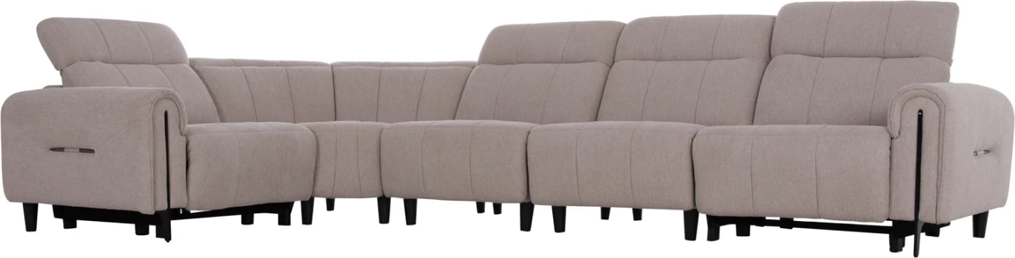 Këndore e madhe me 5 pjesë, 2 ulëse me recliner elektrik, ngjyrë bezhë, ORACLE FH3290.02, 293x293x98cm