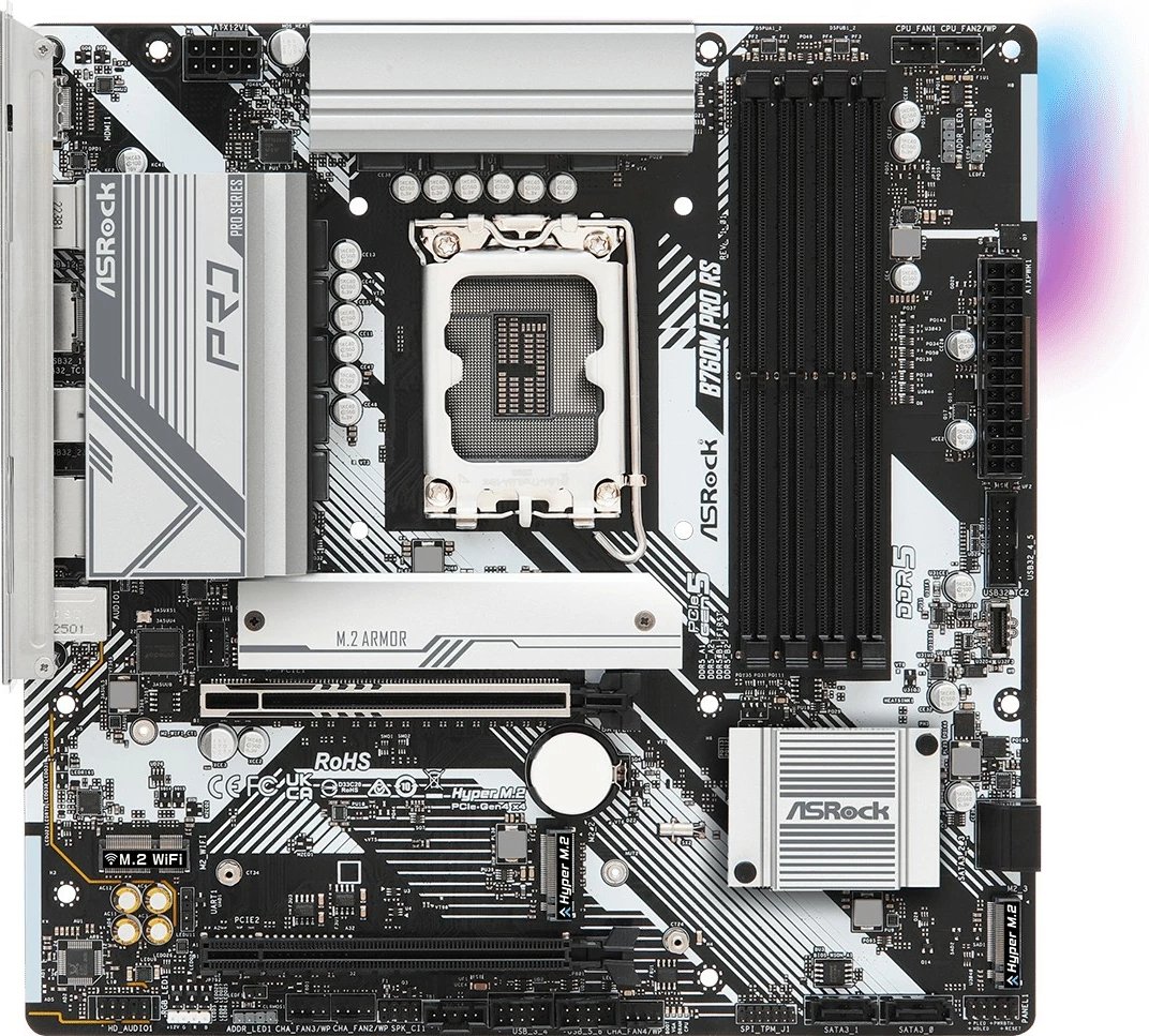 Pllakë amë ASRock B760M PRO RS, DDR5, LGA1700, mATX, e zezë/argjendtë