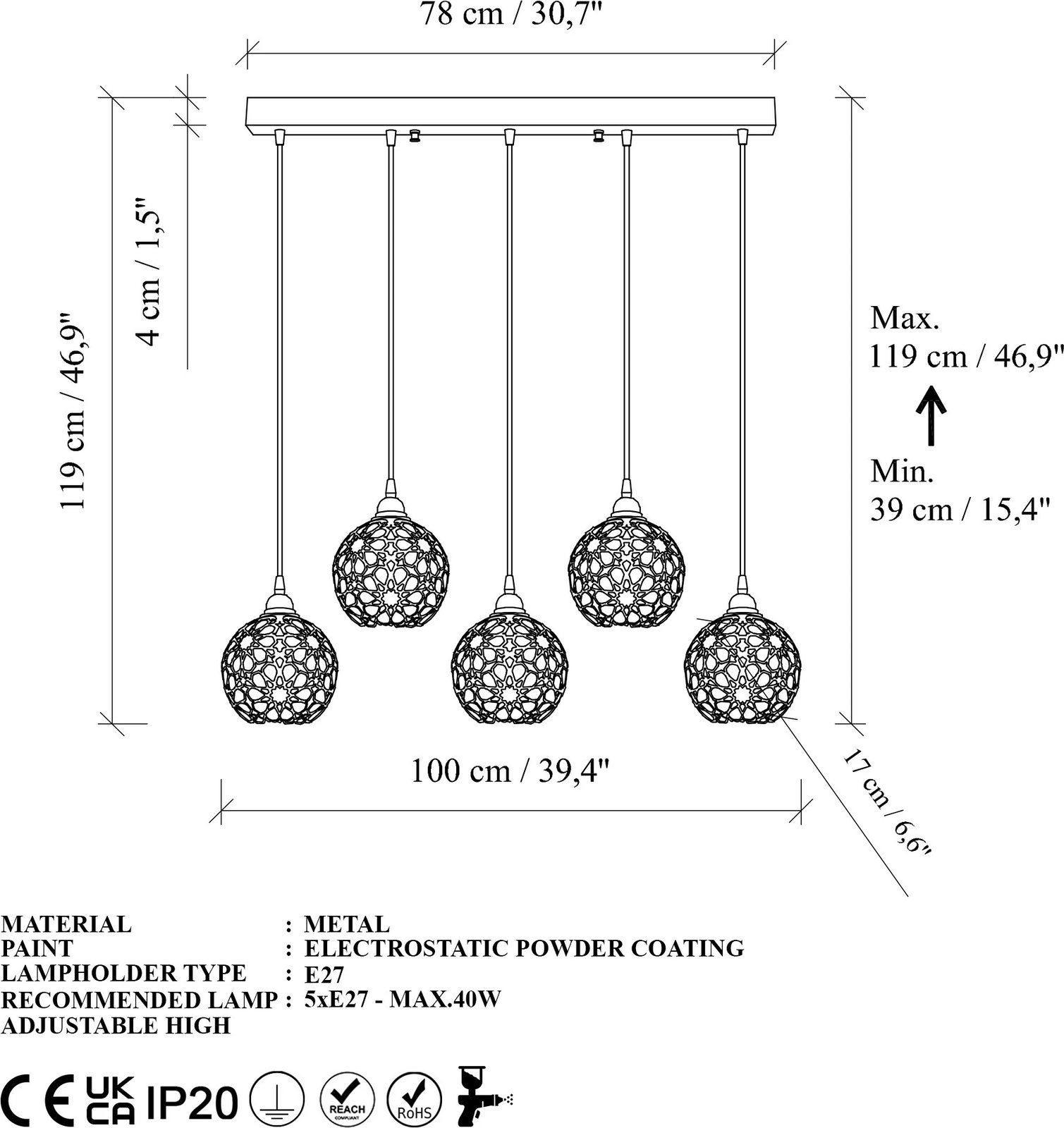 Llambë tavani Opviq Selcuklu, ngjyrë ari, MR-789-1