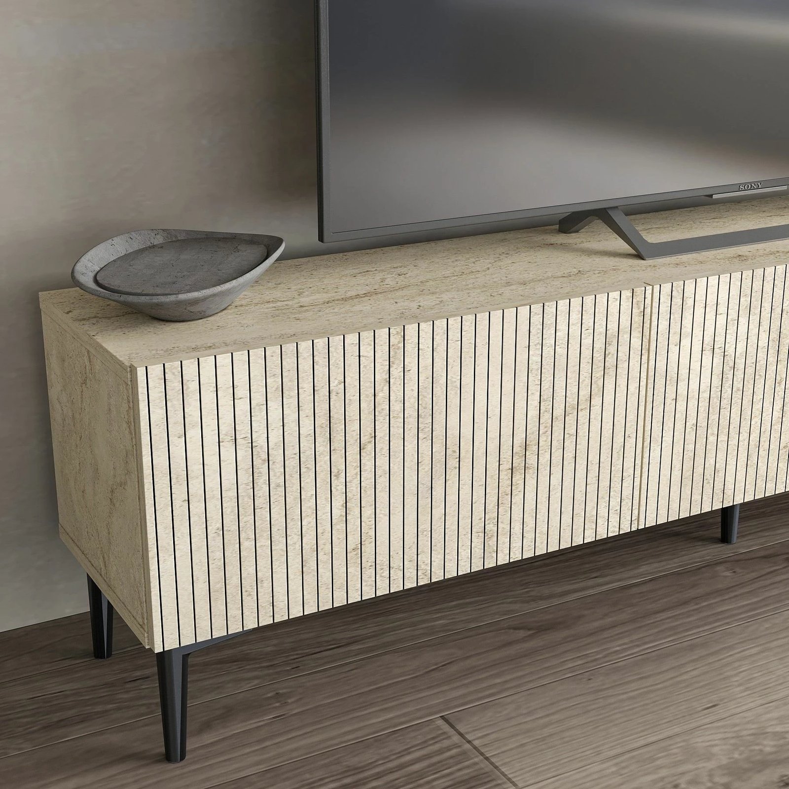 Komodë TV Skye Decor, ngjyrë travertin, Oscar