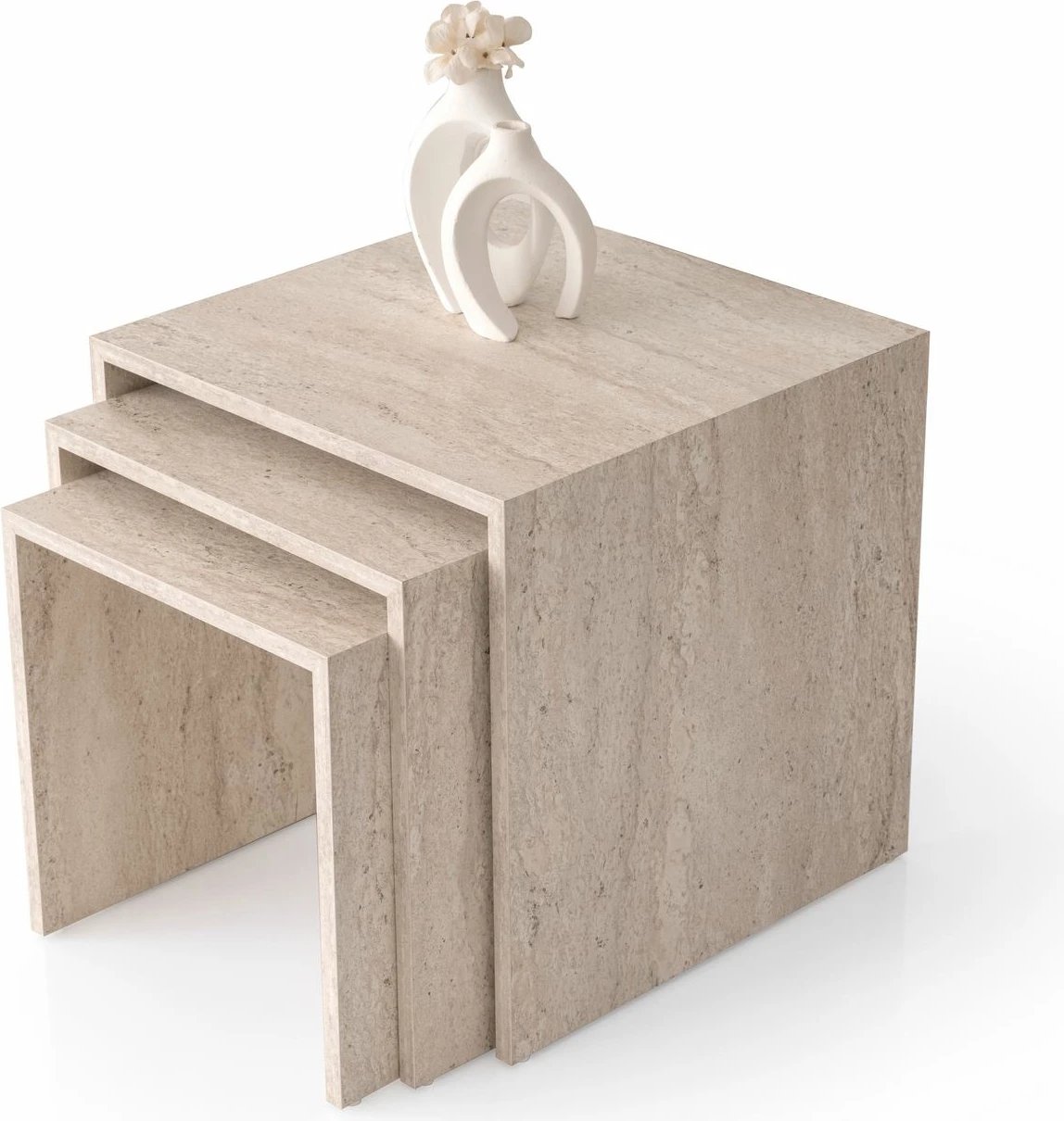 Tavolina ndihmëse të vendosshme (3 copë), ngjyrë travertine, Skye Decor, Flex - 9409