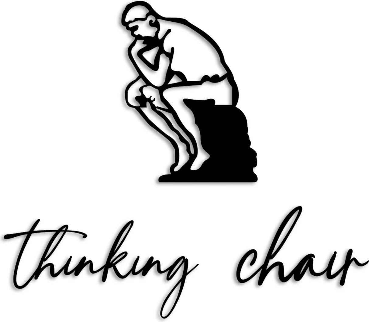 Aksesor dekorativ metalik për mur, Thinking Chair, ngjyrë e zezë, set prej 3 pjesësh