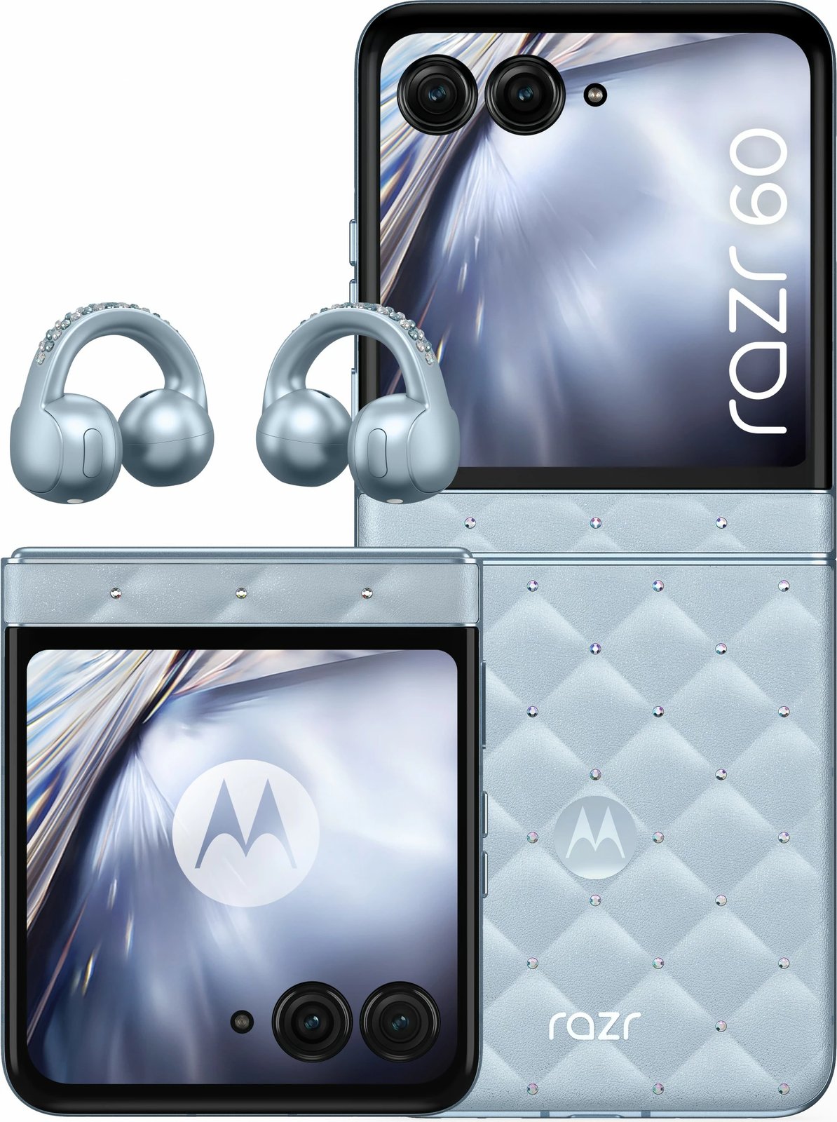 Celular Motorola razr60 + kufje Buds Loop, Swarovski Edition, blu Celular Motorola razr60 + kufje Buds Loop, Swarovski Edition, blu