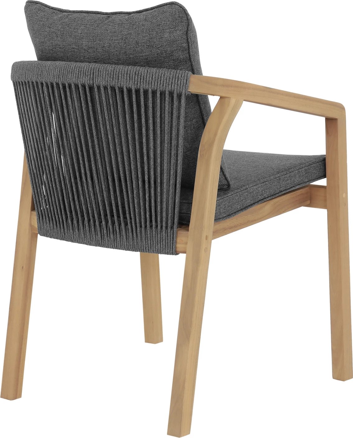 Karrige për drekë jashtë CONTREL FH6244.02, dru akacie natyrale, litar & jastëkë gri, 61x58x75cm, set prej 2 copë