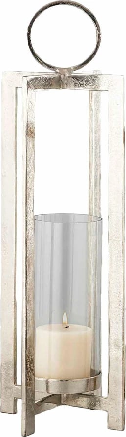 Qiri mbajtëse BEACON LIGHT, alumin, xham, ngjyrë argjendi, 25.5x25.5x78cm