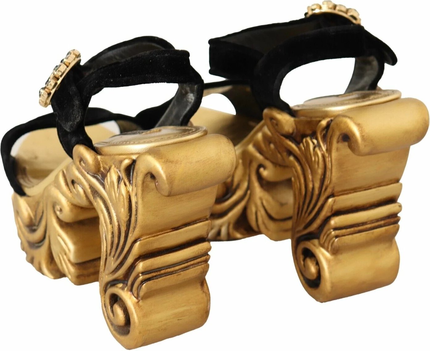 Sandale me taka për femra Dolce & Gabbana, të zeza / ari