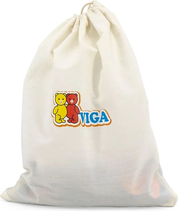 Tabelë magnetike druri, Viga, me dy anë (tabelë e bardhë + shkumës), set me 26 shkronja, 10 numra, 29 forma, me rul letre, multingjyrës