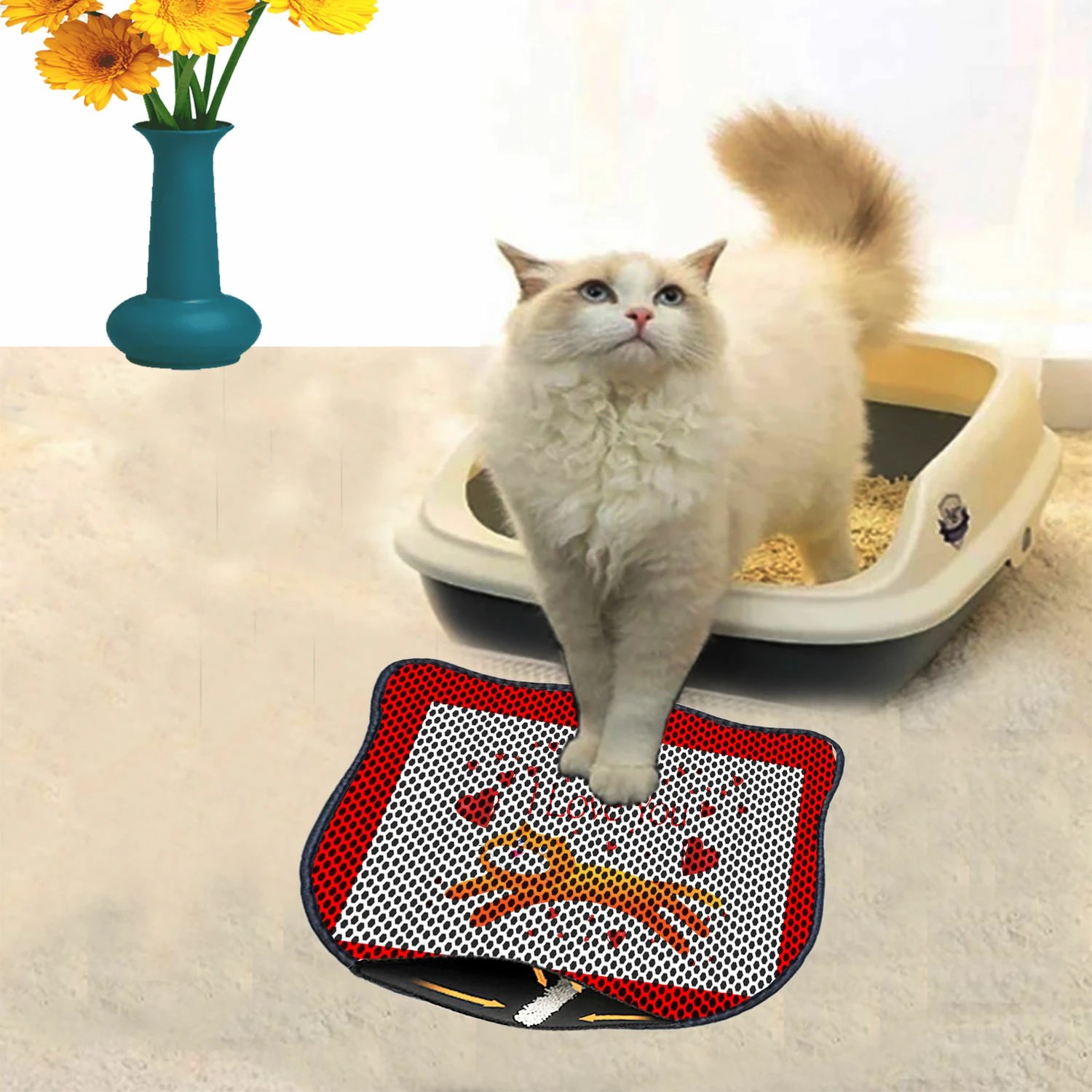 Tapet për rërë maceje, shumëngjyrësh, Paws & Whiskers, Kdkafa0038, 40x50cm