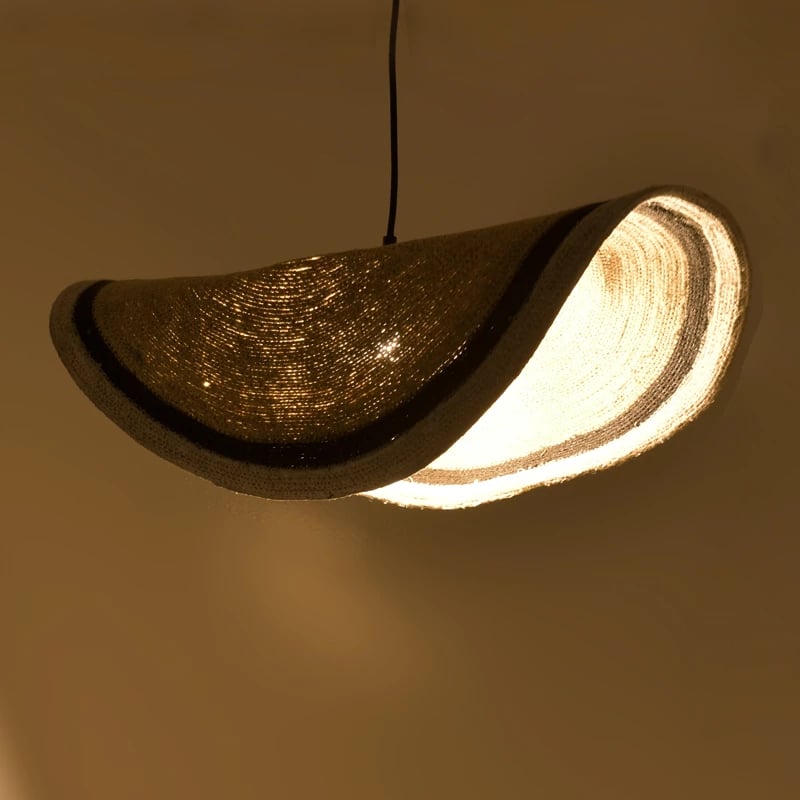 Dritë tavani Hatchie Inart, natyrale-e zezë-e bardhë, seagrass-hekur, D120x144cm
