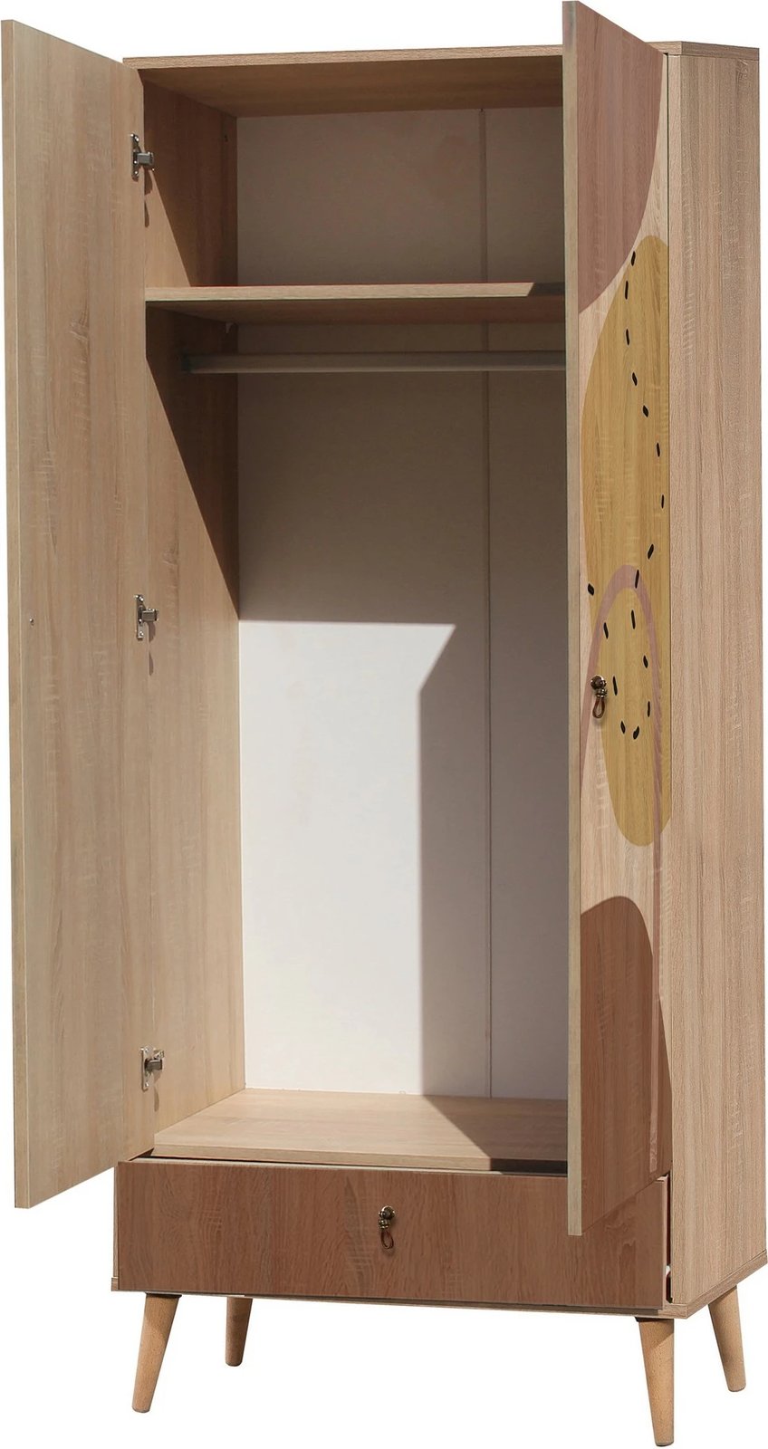 Dollap Hanah Home, model City Gardrop, shumëngjyrësh, me printim abstrakt, 80x190x45cm