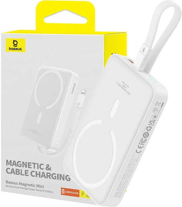 Powerbank Baseus Magnetic Mini 10000mAh, MagSafe, 20W, i bardhë