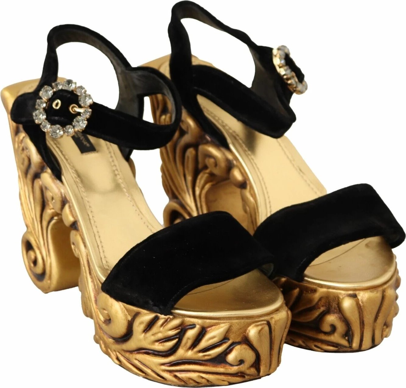 Sandale me taka për femra Dolce & Gabbana, të zeza / ari