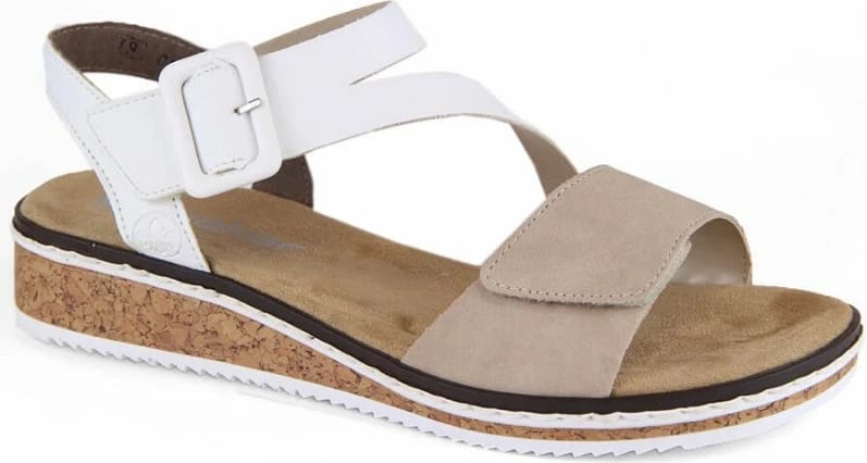 Sandale për femra Rieker, të bardha dhe krem