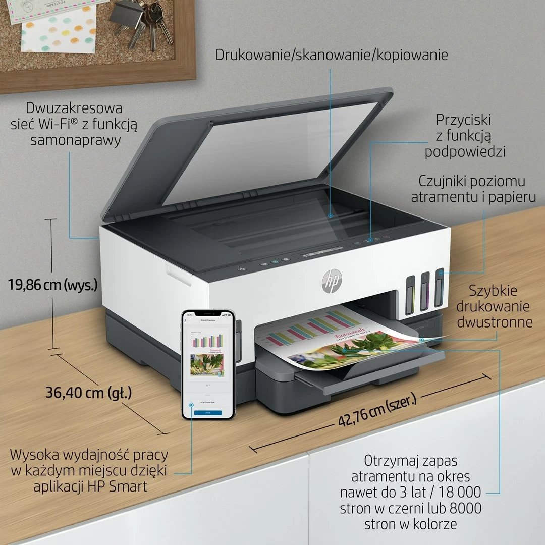 Printer HP Smart Tank 720, All-in-One, Termal inkjet, Gri Printer HP Smart Tank 720, All-in-One, Termal inkjet, Gri