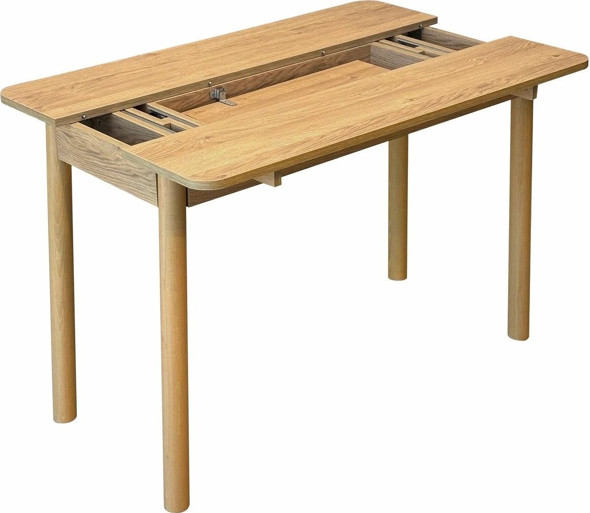 Set tavolinë me karrige për ngrënie, zgjatues, 6 pjesë, Skye Decor, Vina Mini 03 0701, ngjyrë lisi, Soho gri